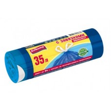 35л AV Пакеты д/мусора с завязками Уник технологии #ВНАХЛЕСТ, ПСД 35л, 15шт рулон overlap голубой